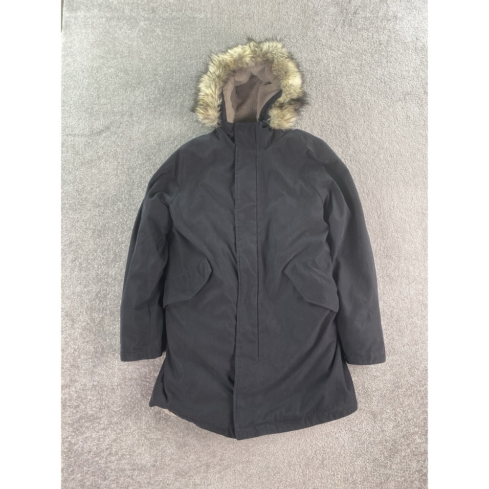 Abercrombie & Fitch Jacket Women Medium Black Weather Resistant Faux Fur Hood